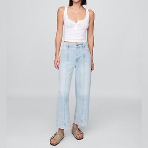 GAP High Rise Stride Ankle Jeans Light Indigo Wide Leg Crop NWT 28 Short